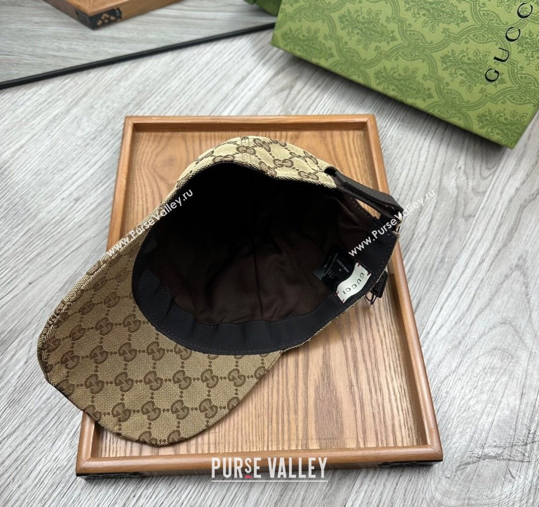 Gucci GG Canvas Baseball Hat with Web Beige 2025 0317 (MAO-250317067)