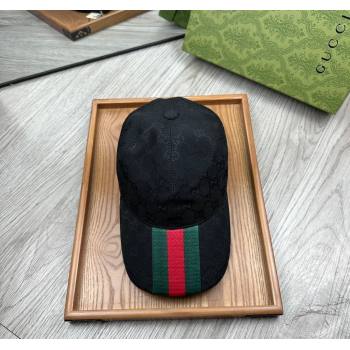 Gucci GG Canvas Baseball Hat with Web Black 2025 0317 (MAO-250317068)