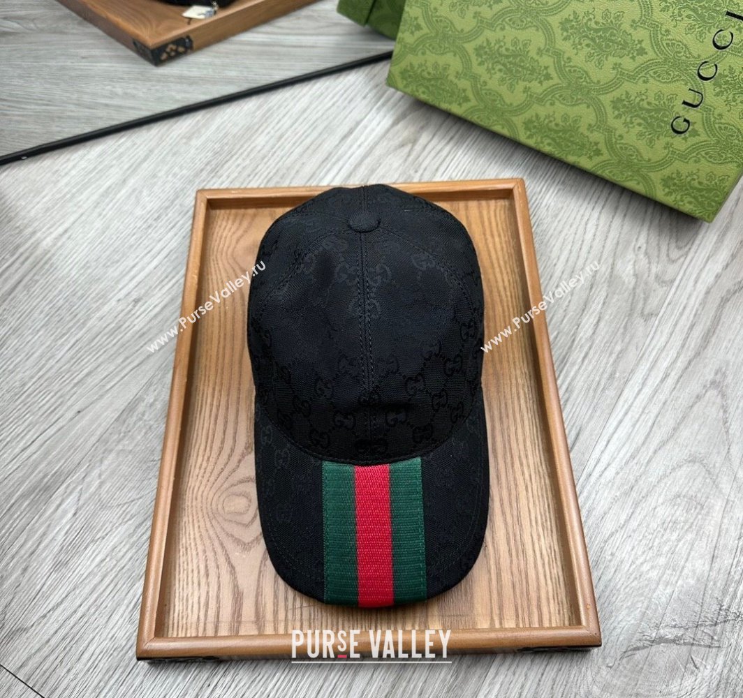 Gucci GG Canvas Baseball Hat with Web Black 2025 0317 (MAO-250317068)
