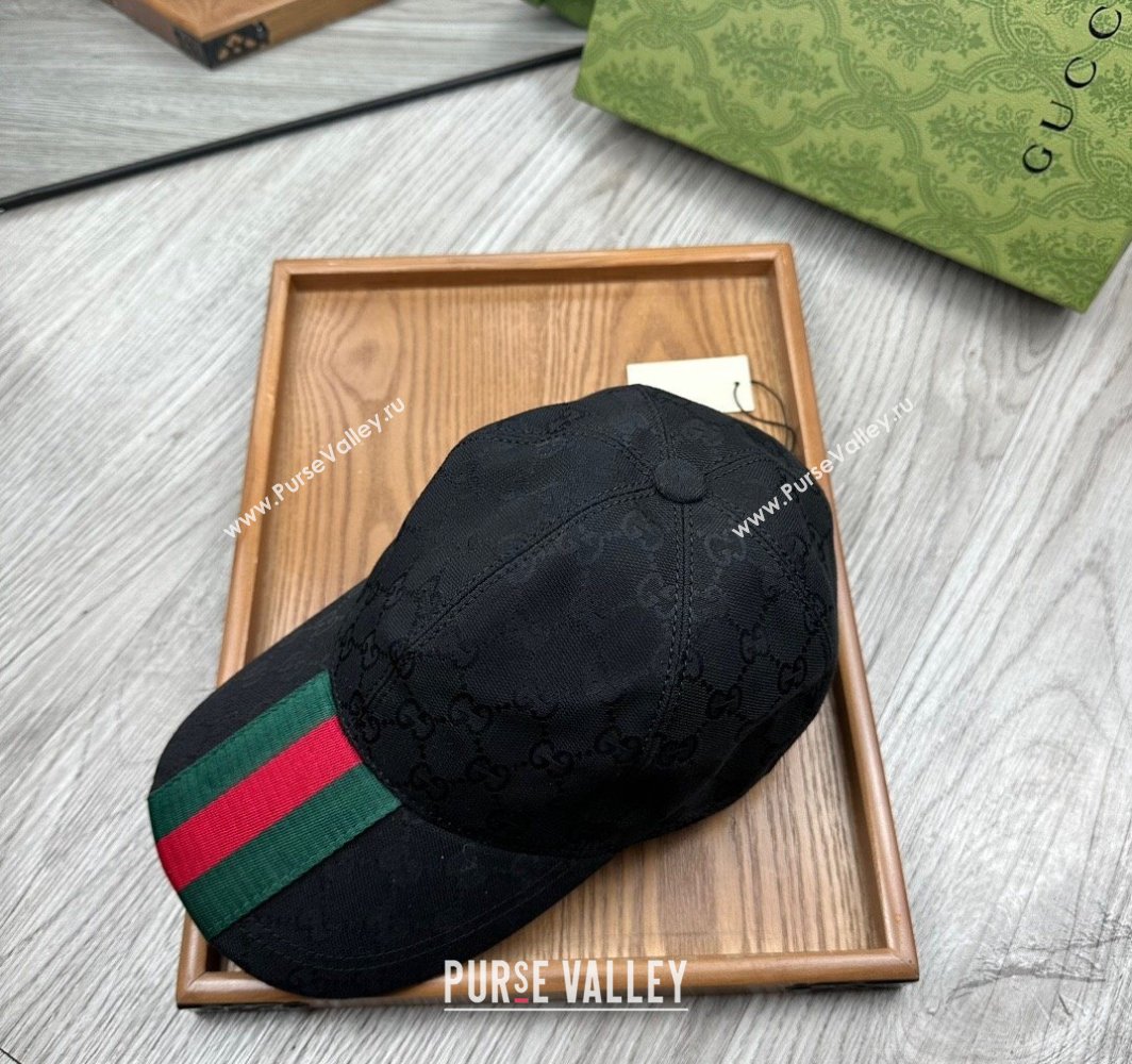 Gucci GG Canvas Baseball Hat with Web Black 2025 0317 (MAO-250317068)