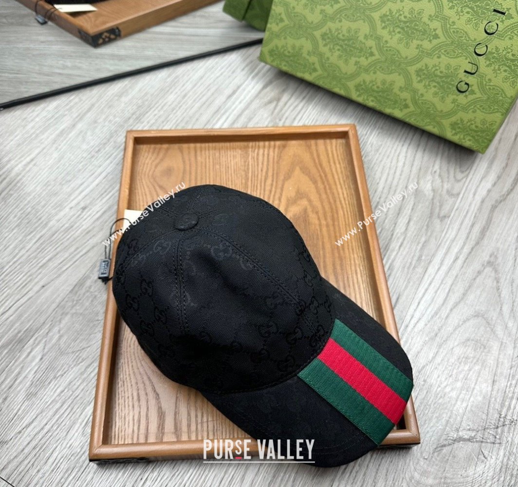Gucci GG Canvas Baseball Hat with Web Black 2025 0317 (MAO-250317068)