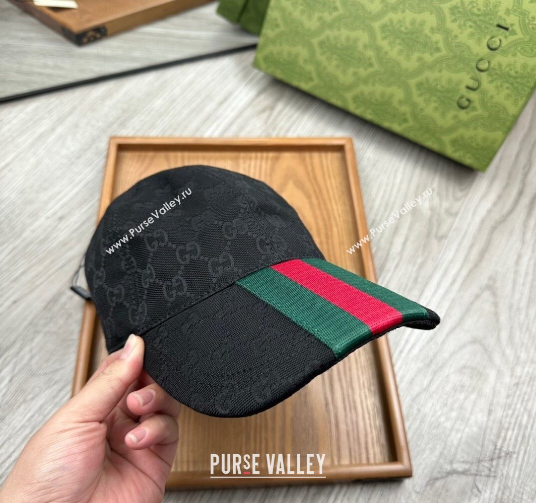 Gucci GG Canvas Baseball Hat with Web Black 2025 0317 (MAO-250317068)