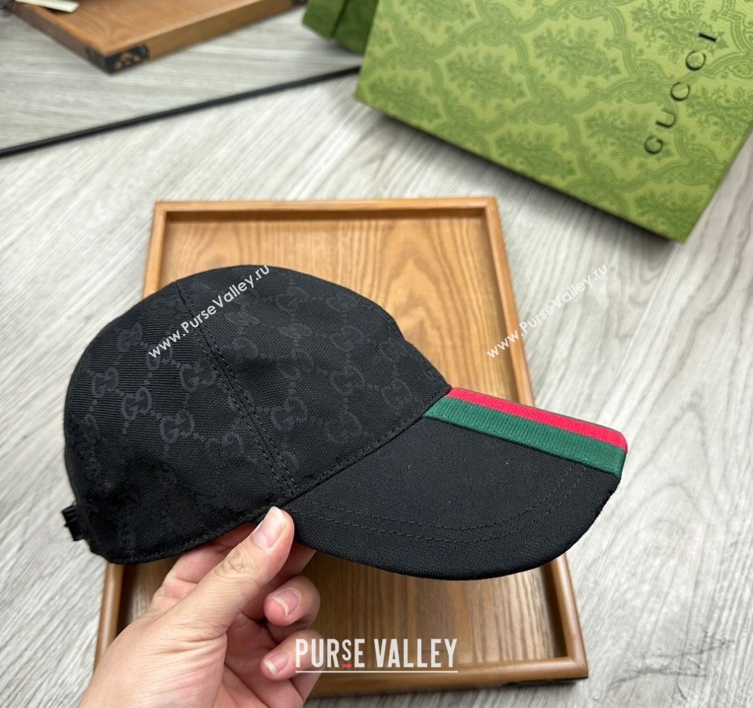 Gucci GG Canvas Baseball Hat with Web Black 2025 0317 (MAO-250317068)