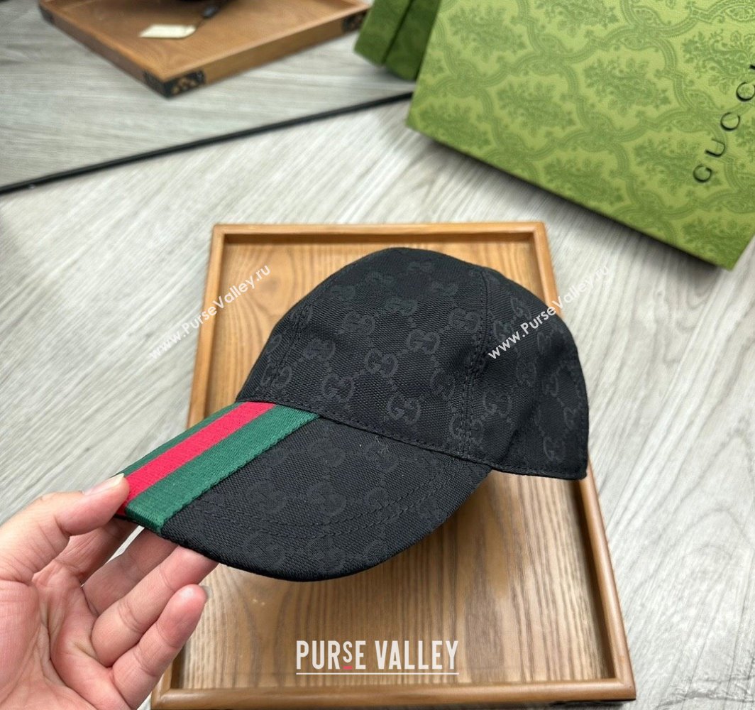 Gucci GG Canvas Baseball Hat with Web Black 2025 0317 (MAO-250317068)