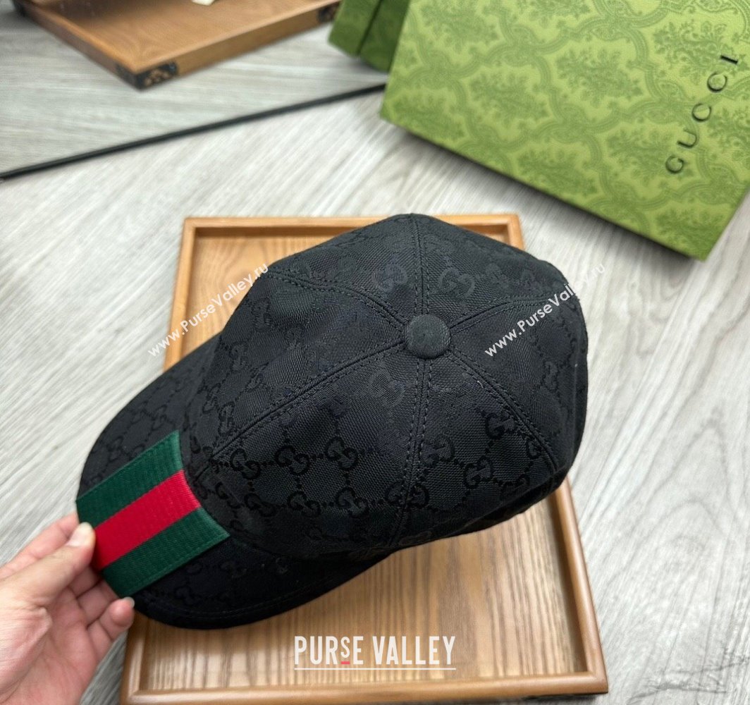 Gucci GG Canvas Baseball Hat with Web Black 2025 0317 (MAO-250317068)