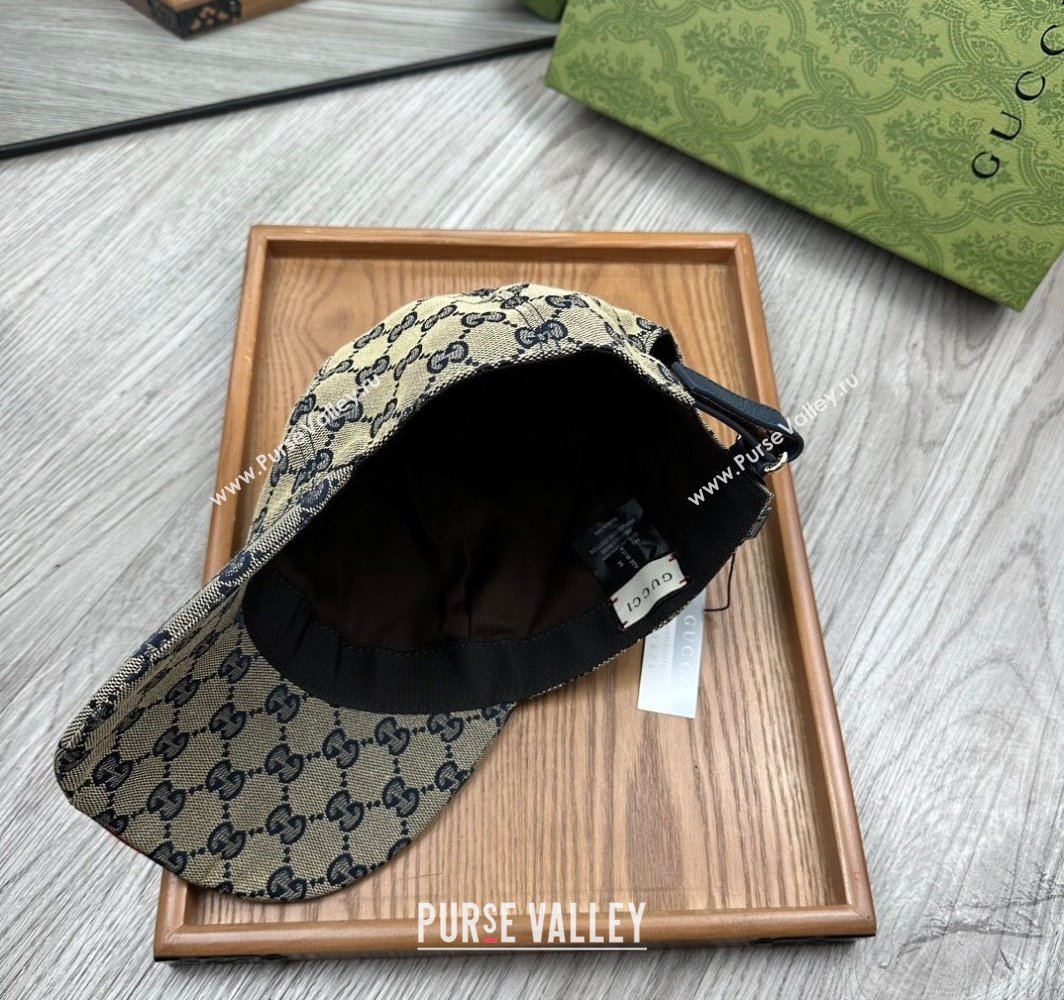 Gucci GG Canvas Baseball Hat with Web Grey/Blue 2025 0317 (MAO-250317069)