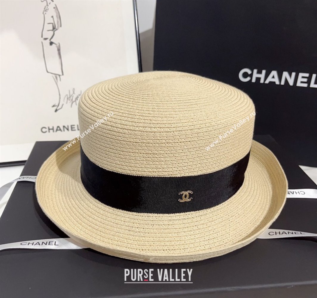 Chanel Straw Hat with Black Band 2025 0318 (MAO-250318093)