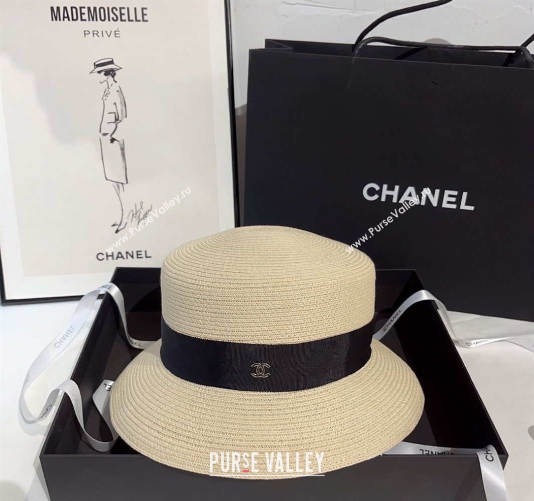 Chanel Straw Hat with Black Band 2025 0318 (MAO-250318093)