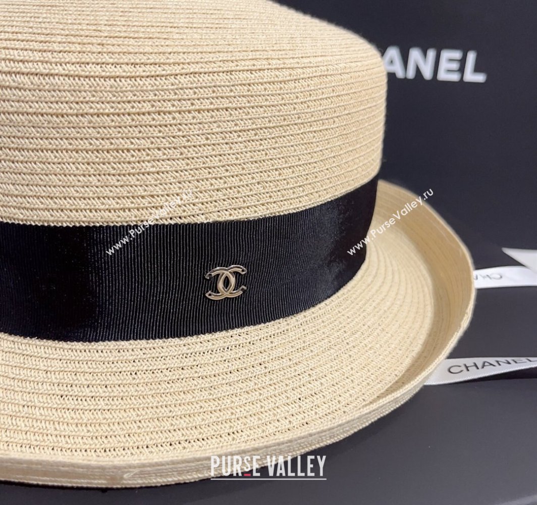 Chanel Straw Hat with Black Band 2025 0318 (MAO-250318093)