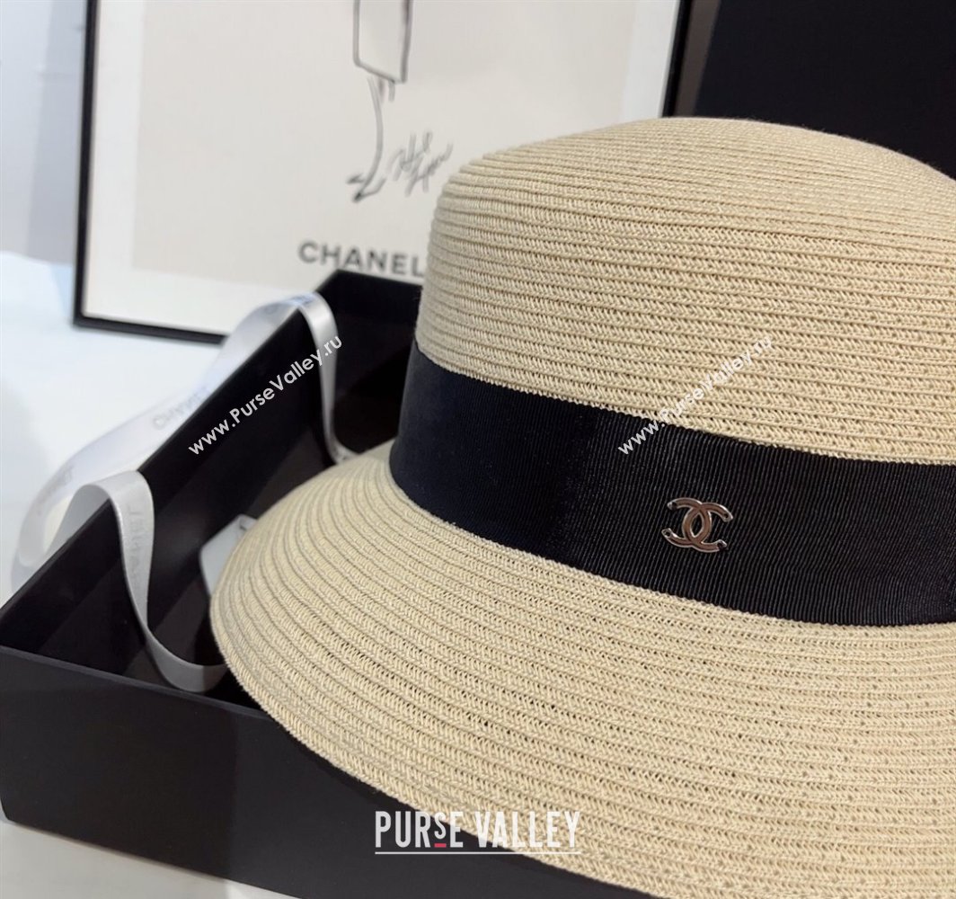 Chanel Straw Hat with Black Band 2025 0318 (MAO-250318093)