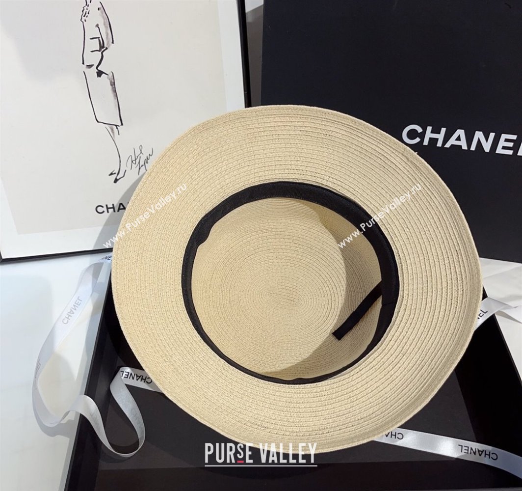 Chanel Straw Hat with Black Band 2025 0318 (MAO-250318093)