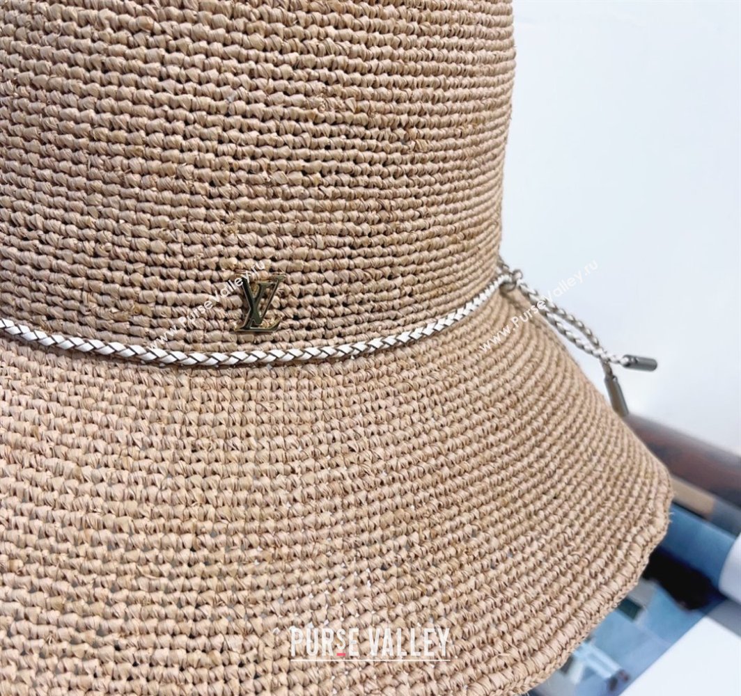 Louis Vuitton Straw Bucket Hat with Cord Trim Natural 2025 (MAO-250318040)