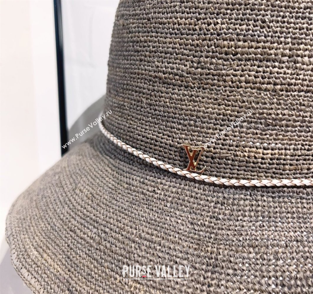 Louis Vuitton Straw Bucket Hat with Cord Trim Grey 2025 (MAO-250318039)