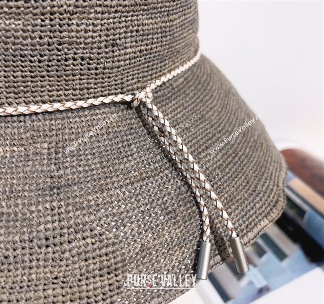 Louis Vuitton Straw Bucket Hat with Cord Trim Grey 2025 (MAO-250318039)