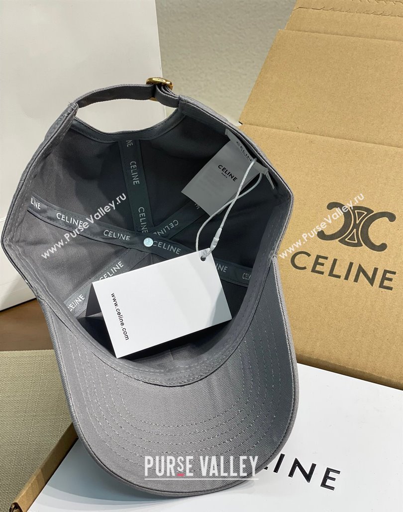 Celine Baseball Hat with Logo Dark Grey 2025 0318 (MAO-250318008)