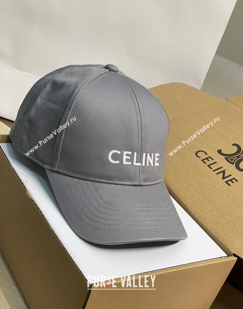 Celine Canvas Baseball Hat with CELINE Dark Grey 2025 0318 (MAO-250318018)