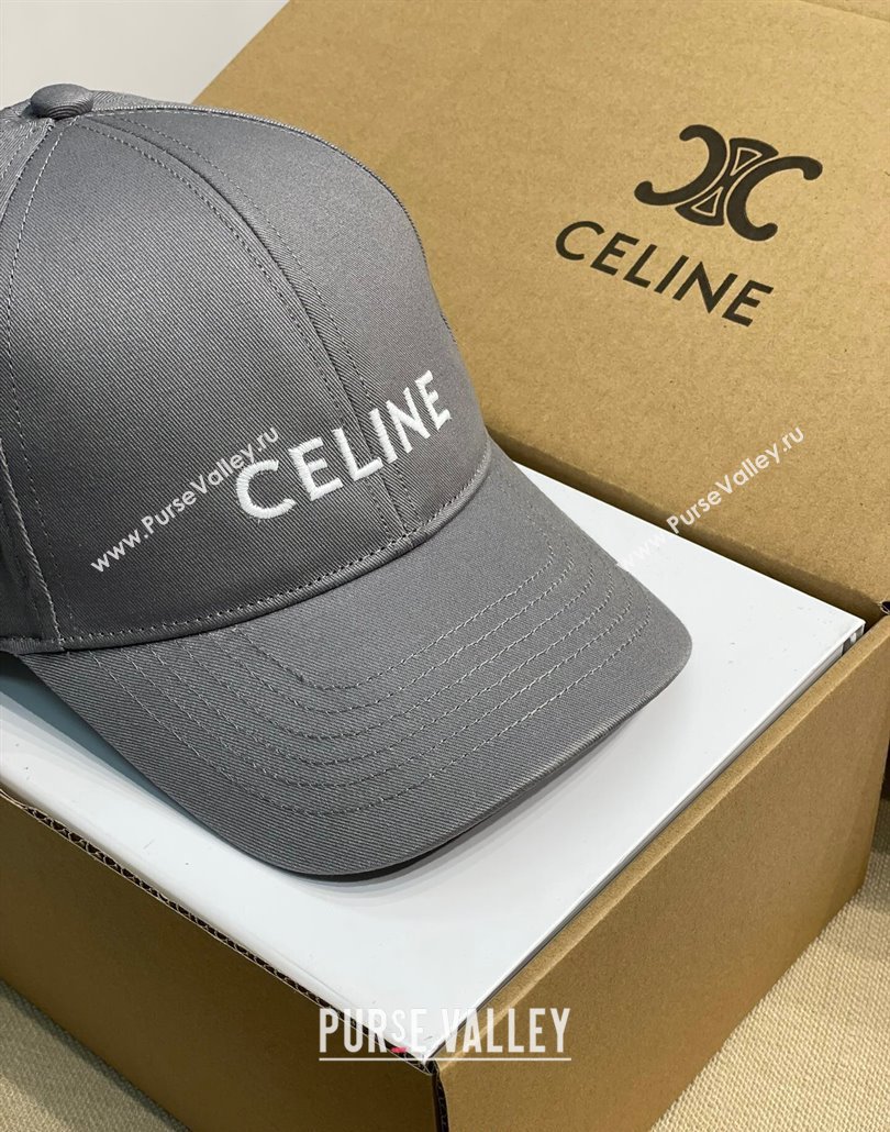 Celine Canvas Baseball Hat with CELINE Dark Grey 2025 0318 (MAO-250318018)