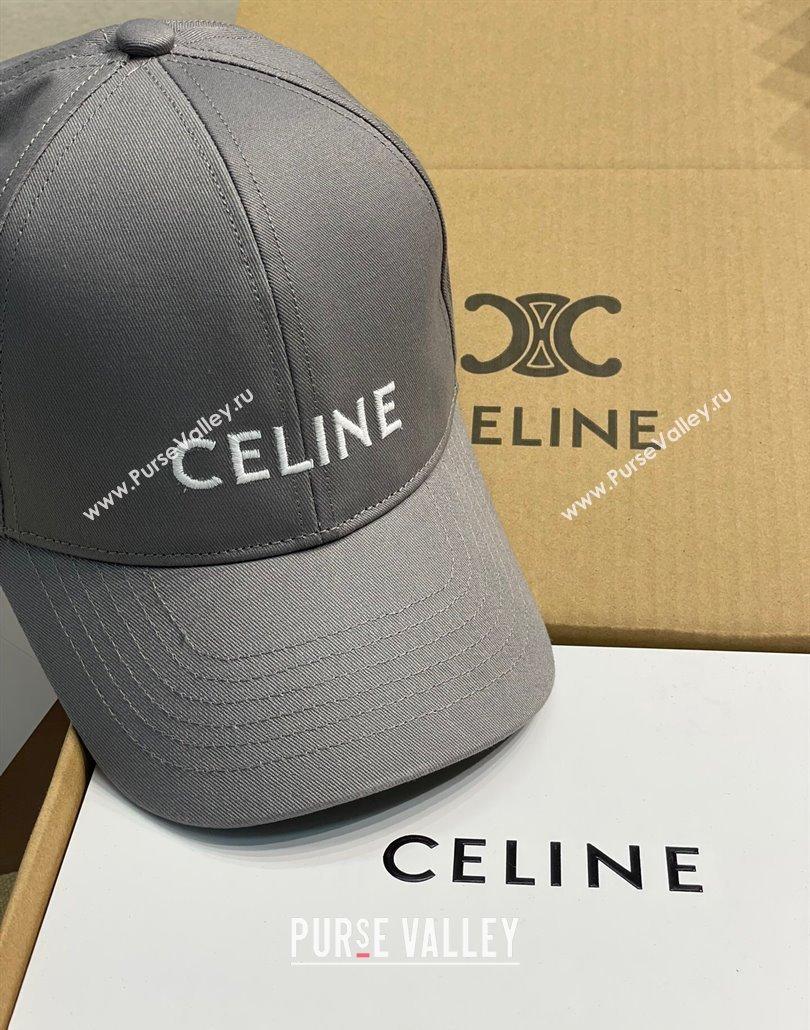 Celine Canvas Baseball Hat with CELINE Dark Grey 2025 0318 (MAO-250318018)