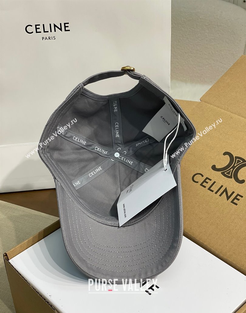 Celine Canvas Baseball Hat with CELINE Dark Grey 2025 0318 (MAO-250318018)