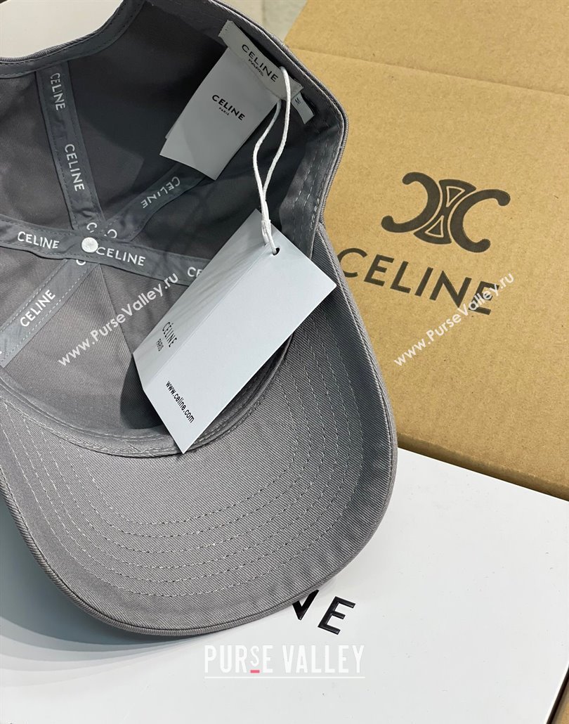 Celine Canvas Baseball Hat with CELINE Dark Grey 2025 0318 (MAO-250318018)