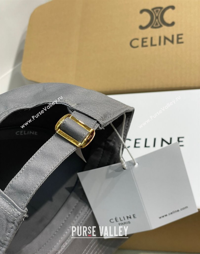 Celine Canvas Baseball Hat with CELINE Dark Grey 2025 0318 (MAO-250318018)