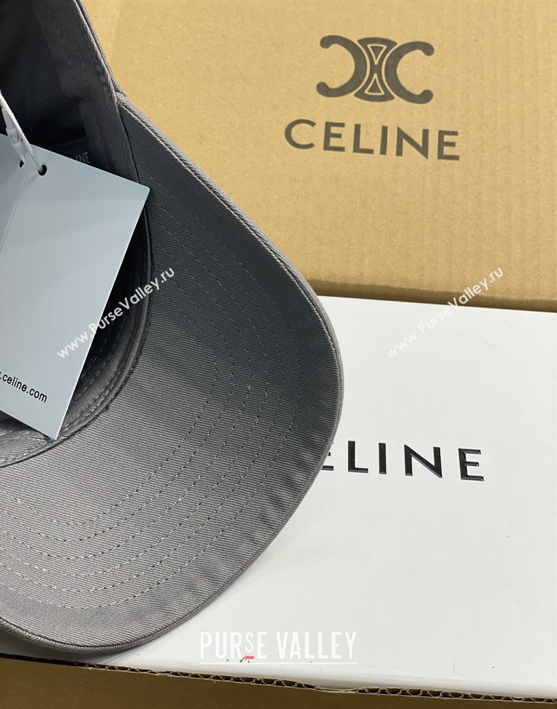 Celine Canvas Baseball Hat with CELINE Dark Grey 2025 0318 (MAO-250318018)