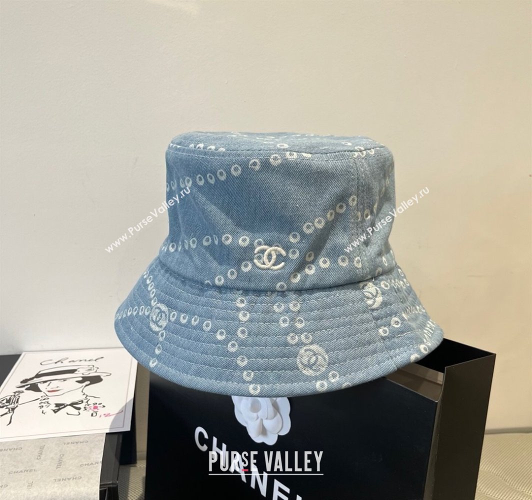 Chanel Printed Denim Bucket Hat Light Blue 2025 0318 (MAO-250318030)