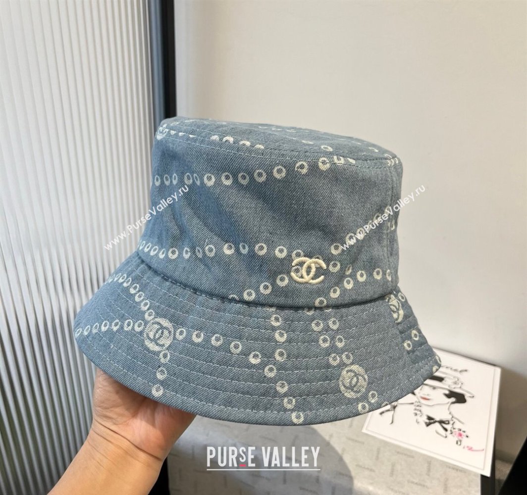 Chanel Printed Denim Bucket Hat Light Blue 2025 0318 (MAO-250318030)