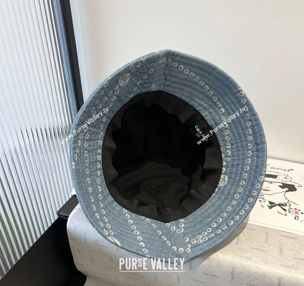 Chanel Printed Denim Bucket Hat Light Blue 2025 0318 (MAO-250318030)