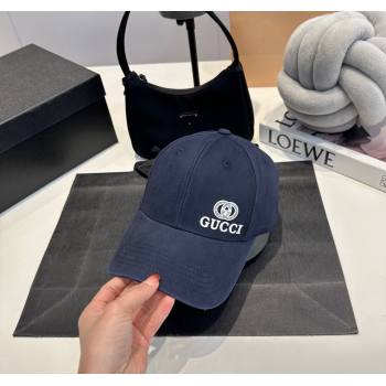 Gucci GG Canvas Baseball Hat with Side Logo Dark Blue 2025 0317 (MAO-250317071)