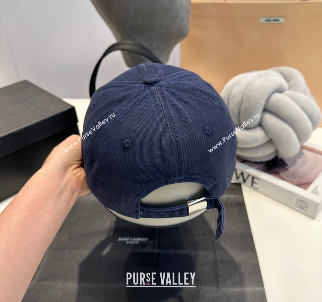 Gucci GG Canvas Baseball Hat with Side Logo Dark Blue 2025 0317 (MAO-250317071)