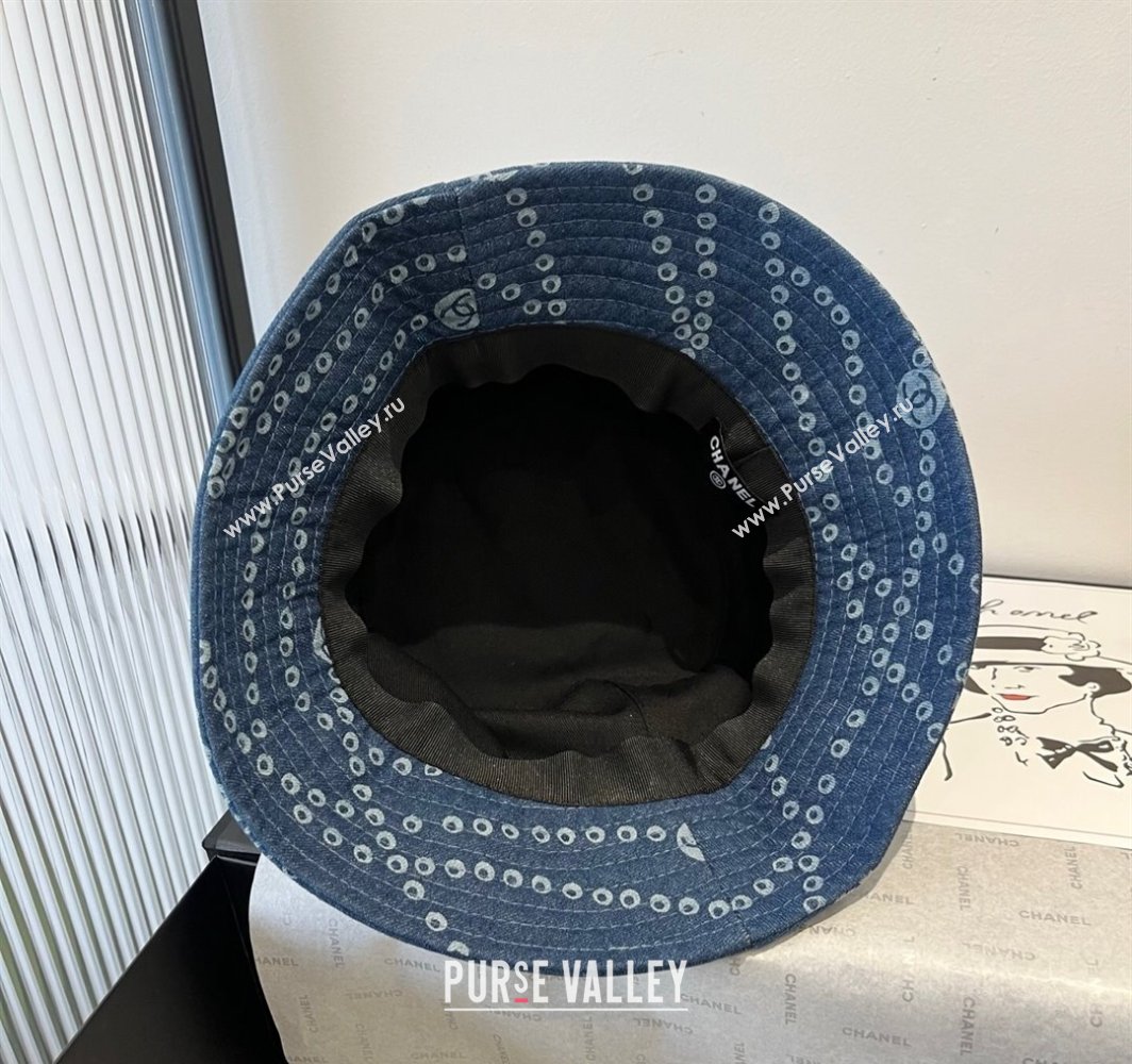 Chanel Printed Denim Bucket Hat Dark Blue 2025 0318 (MAO-250318031)