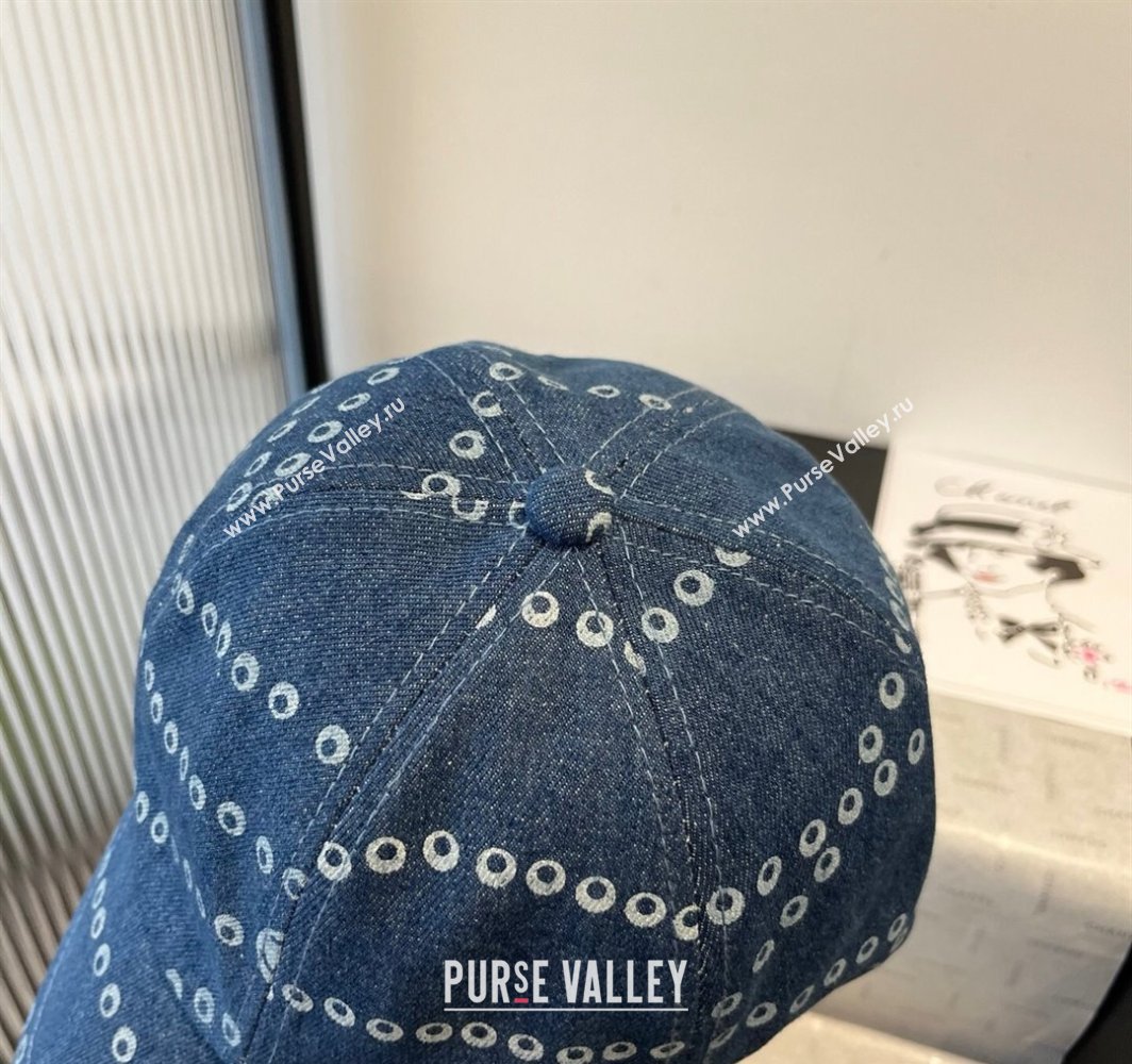 Chanel Printed Denim Baseball Hat Dark Blue 2025 0318 (MAO-250318033)