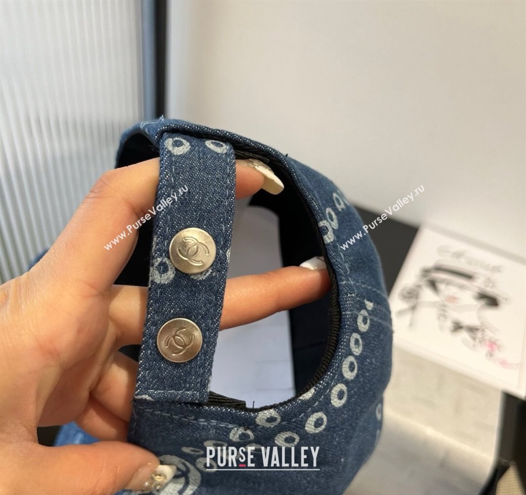 Chanel Printed Denim Baseball Hat Dark Blue 2025 0318 (MAO-250318033)