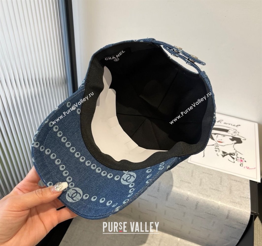 Chanel Printed Denim Baseball Hat Dark Blue 2025 0318 (MAO-250318033)
