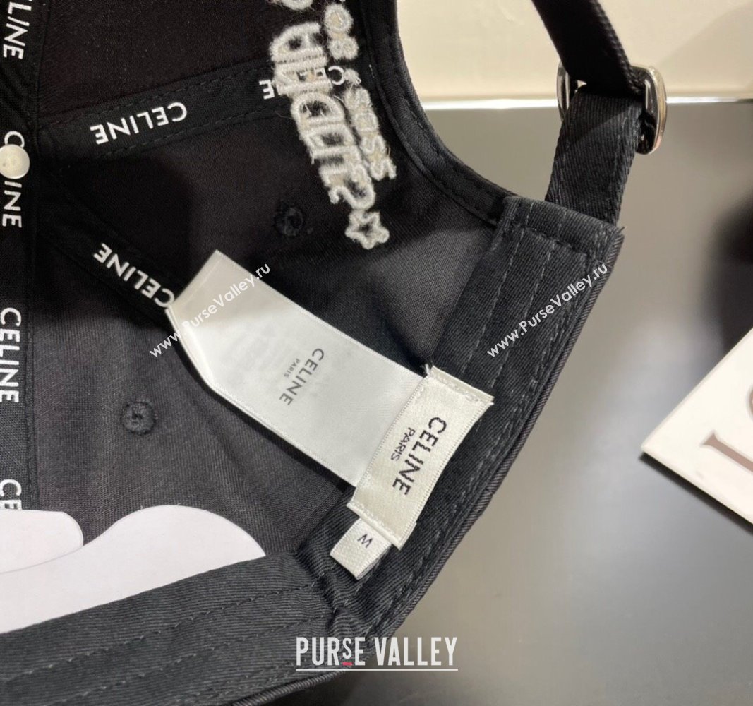 Celine Canvas Baseball Hat Black 2025 CE051401 (SHI-250514059)