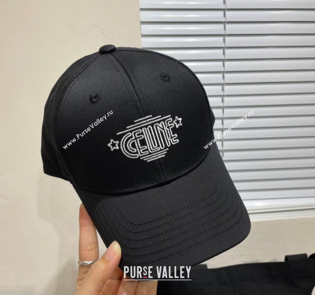 Celine Canvas Baseball Hat Black 2025 CE051401 (SHI-250514059)