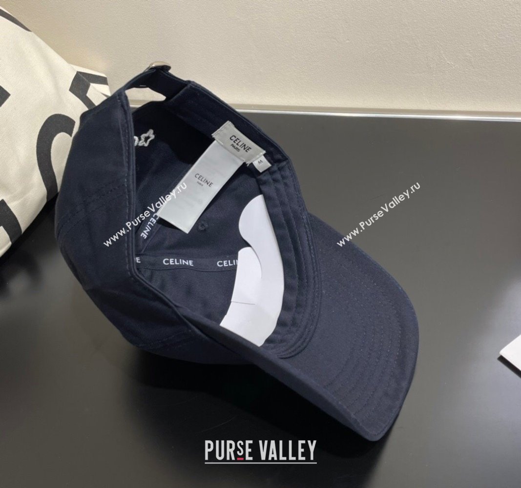 Celine Canvas Baseball Hat Dark Blue 2025 CE051401 (SHI-250514058)