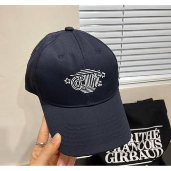 Celine Canvas Baseball Hat Dark Blue 2025 CE051401 (SHI-250514058)
