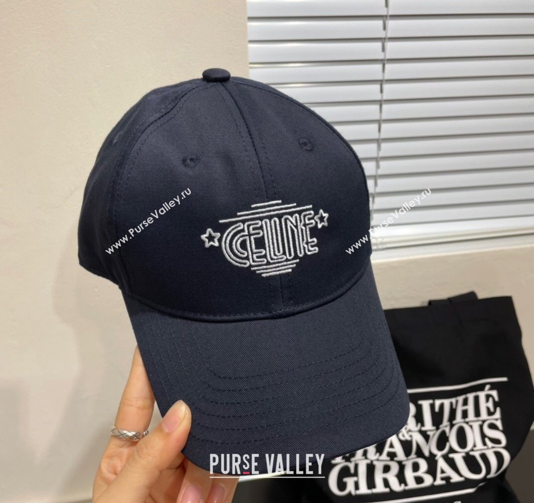 Celine Canvas Baseball Hat Dark Blue 2025 CE051401 (SHI-250514058)