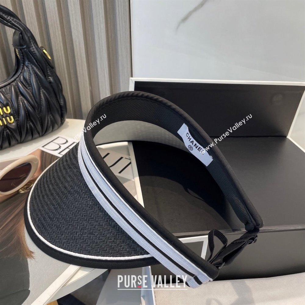 Chanel Straw Visor Hat with CC Patch Black 2025 0514 (SHI-250514112)