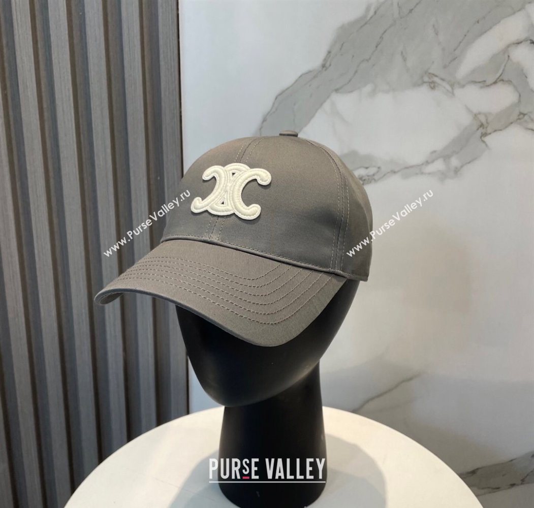Celine Canvas Baseball Hat Triomphe Grey/White 2025 0617 (SHI-250617029)