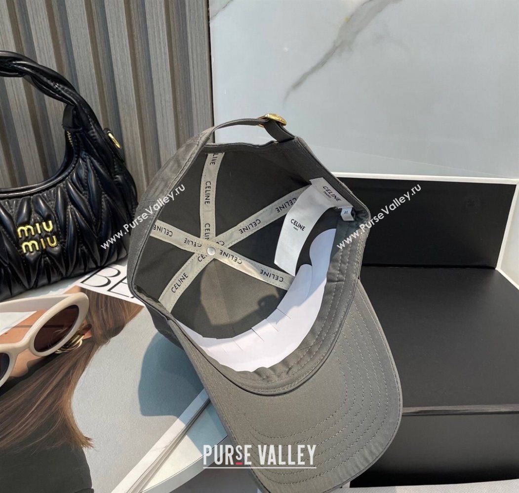 Celine Canvas Baseball Hat Triomphe Grey/White 2025 0617 (SHI-250617029)