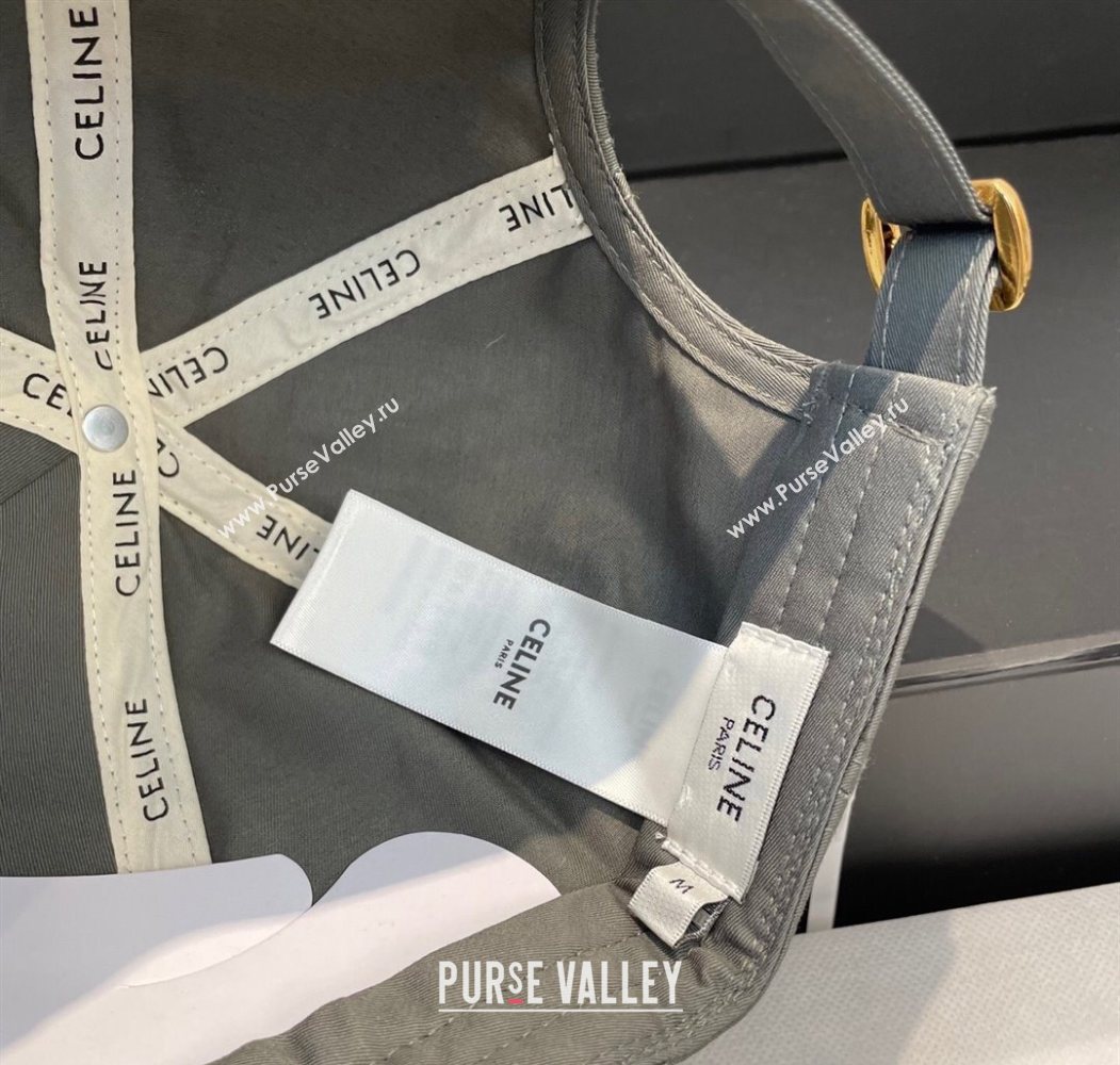 Celine Canvas Baseball Hat Triomphe Grey/White 2025 0617 (SHI-250617029)