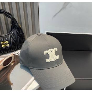 Celine Canvas Baseball Hat Triomphe Grey/White 2025 0617 (SHI-250617029)