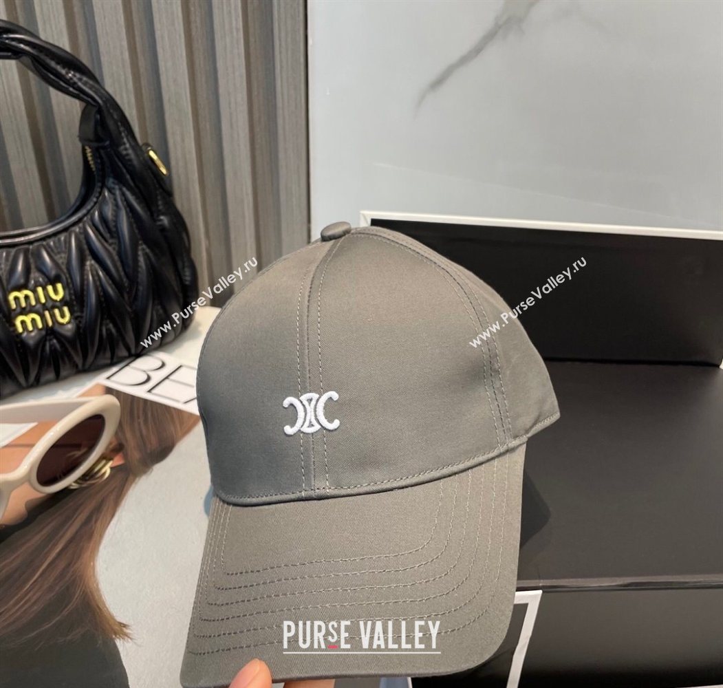 Celine Canvas Baseball Hat with Logo Grey 2025 0617 (SHI-250617030)