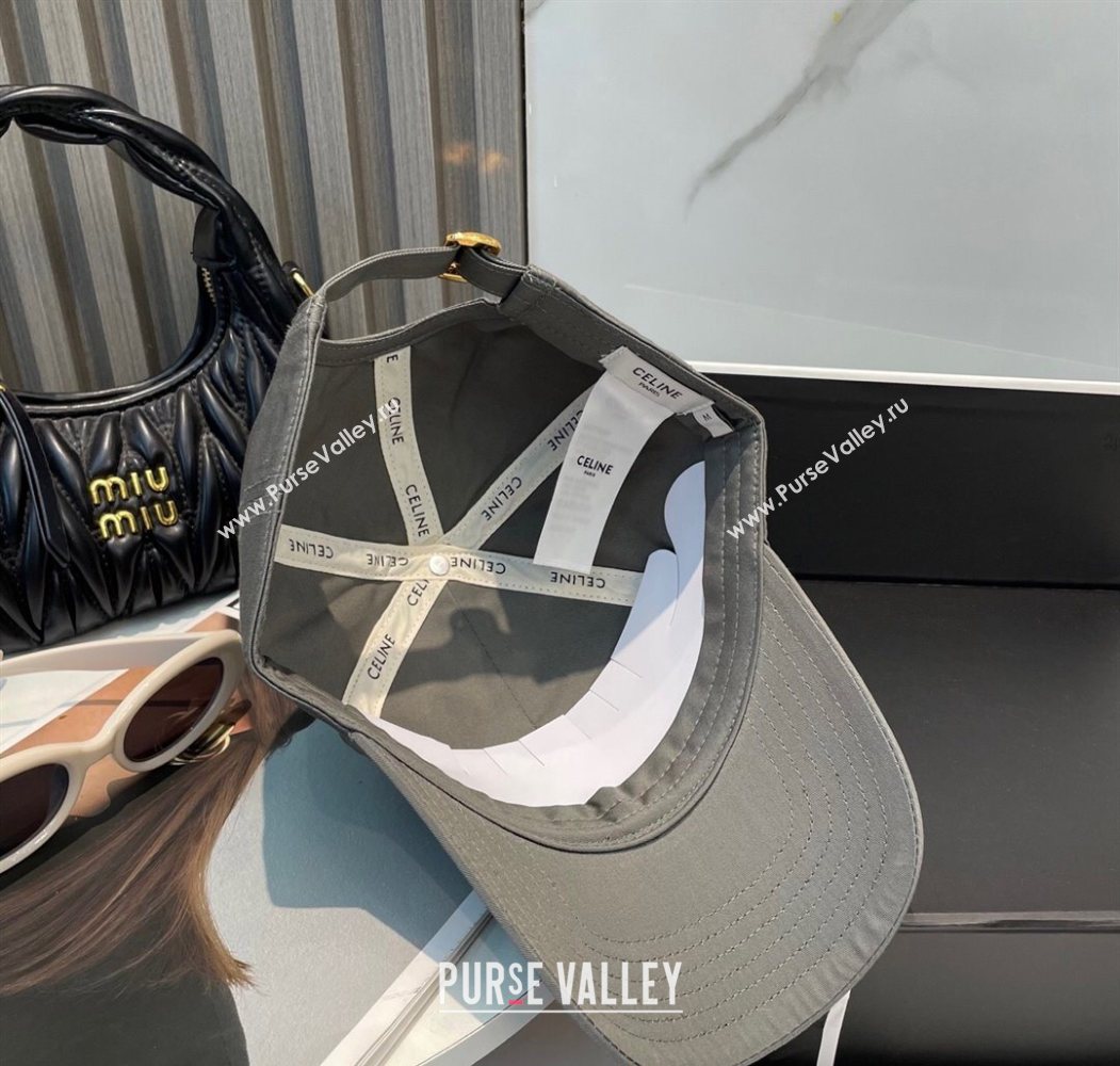 Celine Canvas Baseball Hat with Logo Grey 2025 0617 (SHI-250617030)
