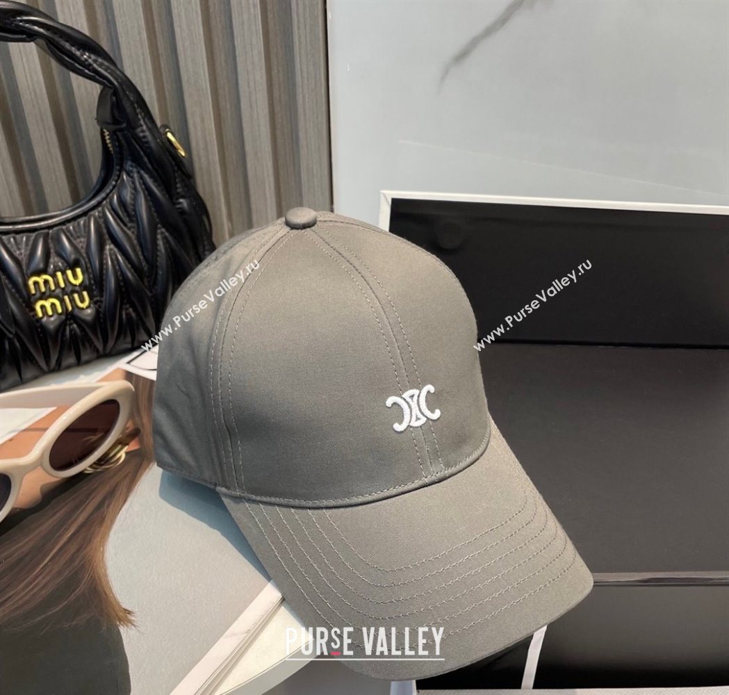 Celine Canvas Baseball Hat with Logo Grey 2025 0617 (SHI-250617030)