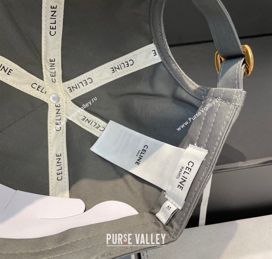 Celine Canvas Baseball Hat with Logo Grey 2025 0617 (SHI-250617030)