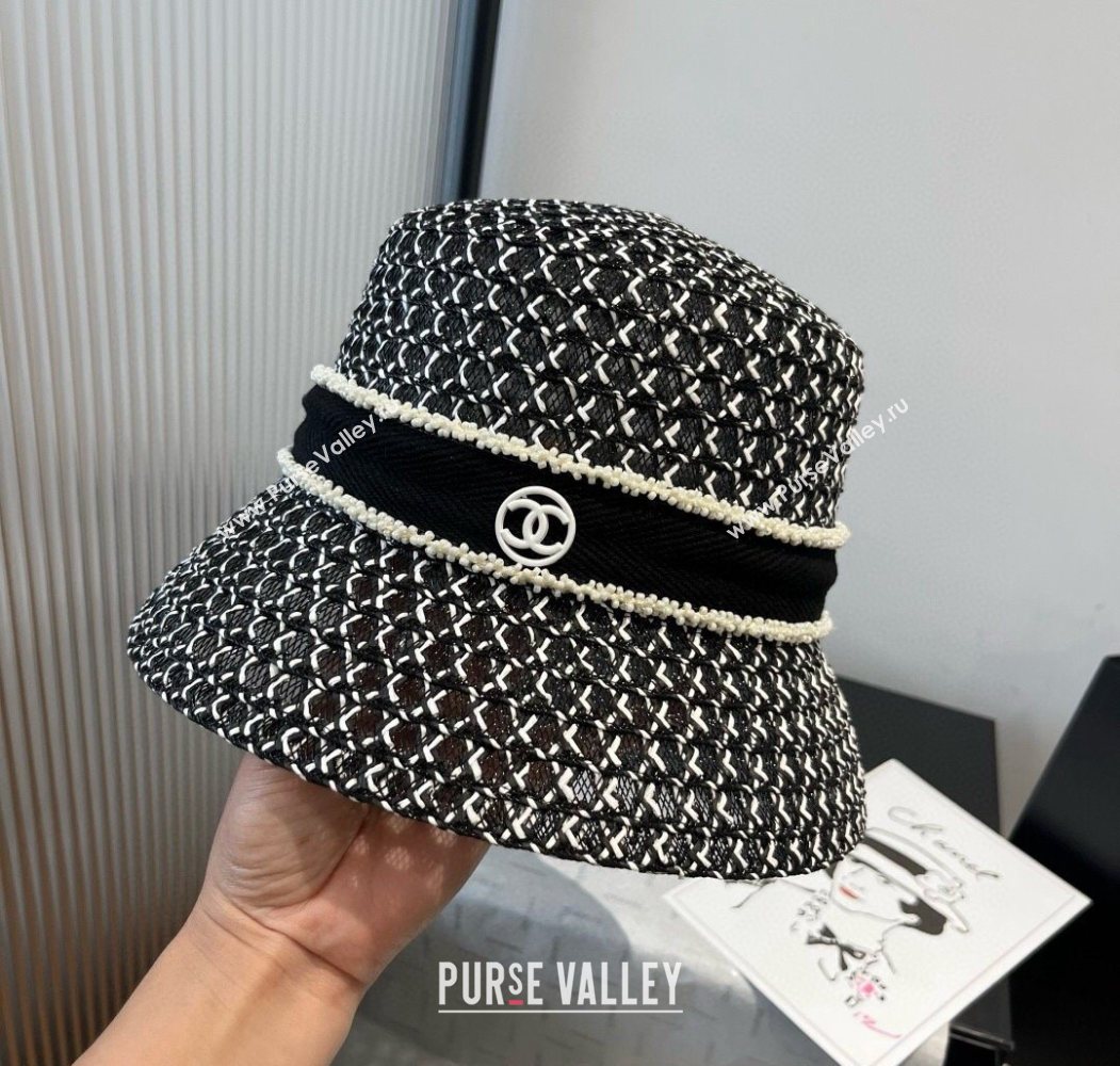 Chanel Mesh Bucket Hat Black/White 2025 0617 (XMN-250617005)